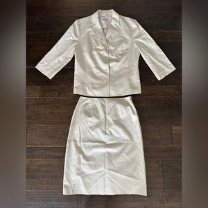 Brooks Brothers Womens Blazer Skirt Set Beige, Blazer- Size 6, Skirt- Size 4P